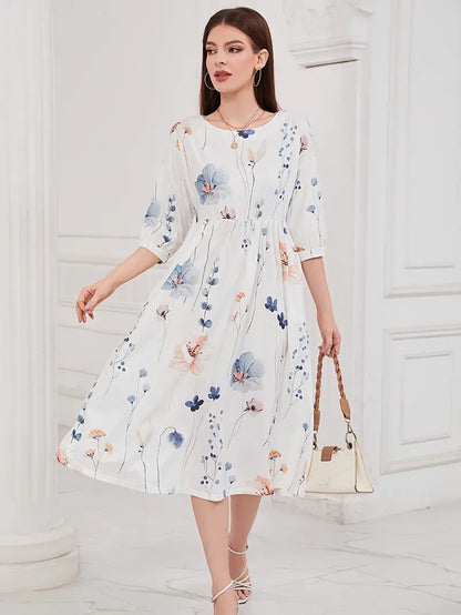 Elegante jurk met halve mouwen voor lente en zomer