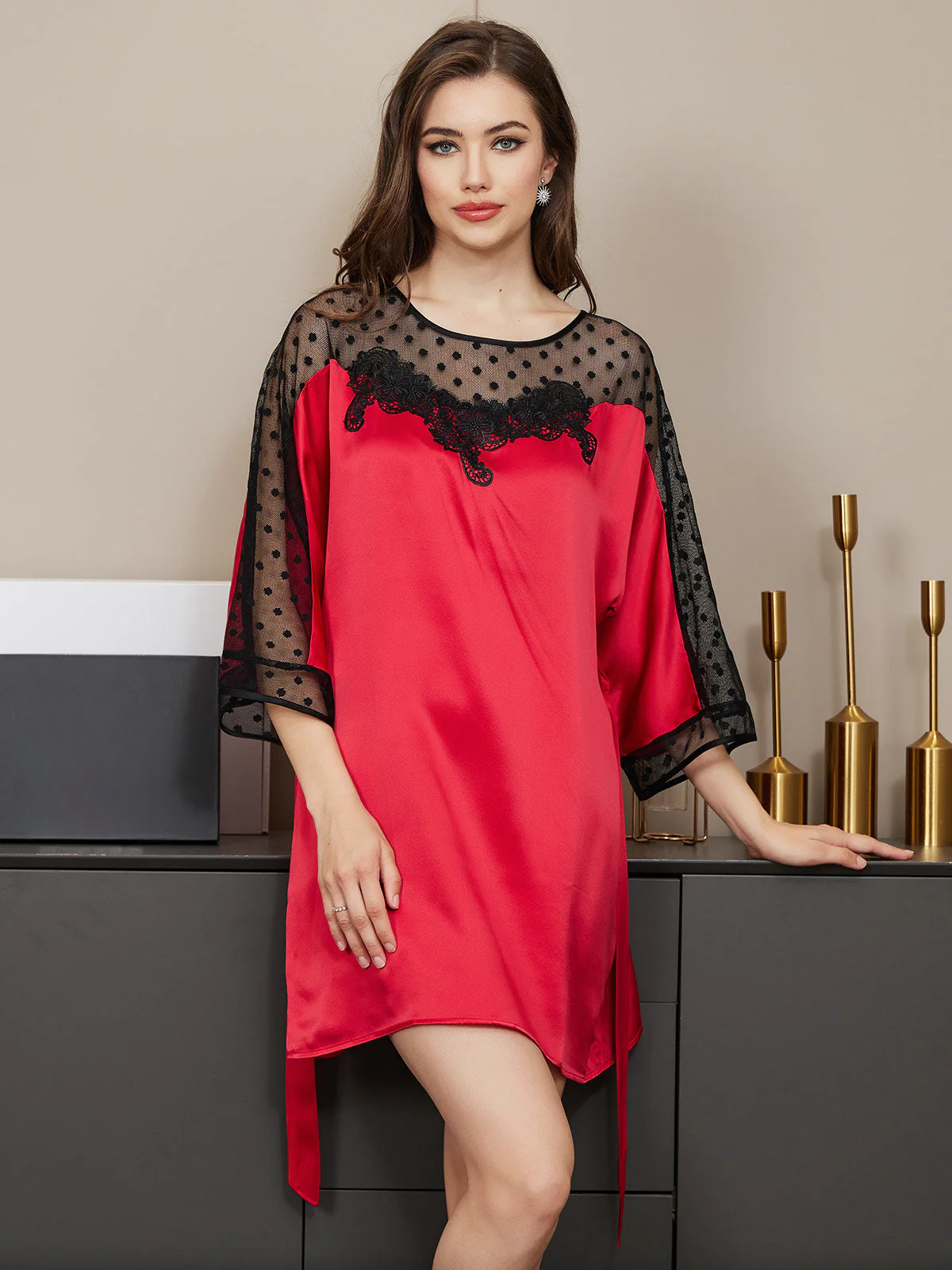 Liesbeth | Luxe Zijden Nachtjapon met Ceintuur