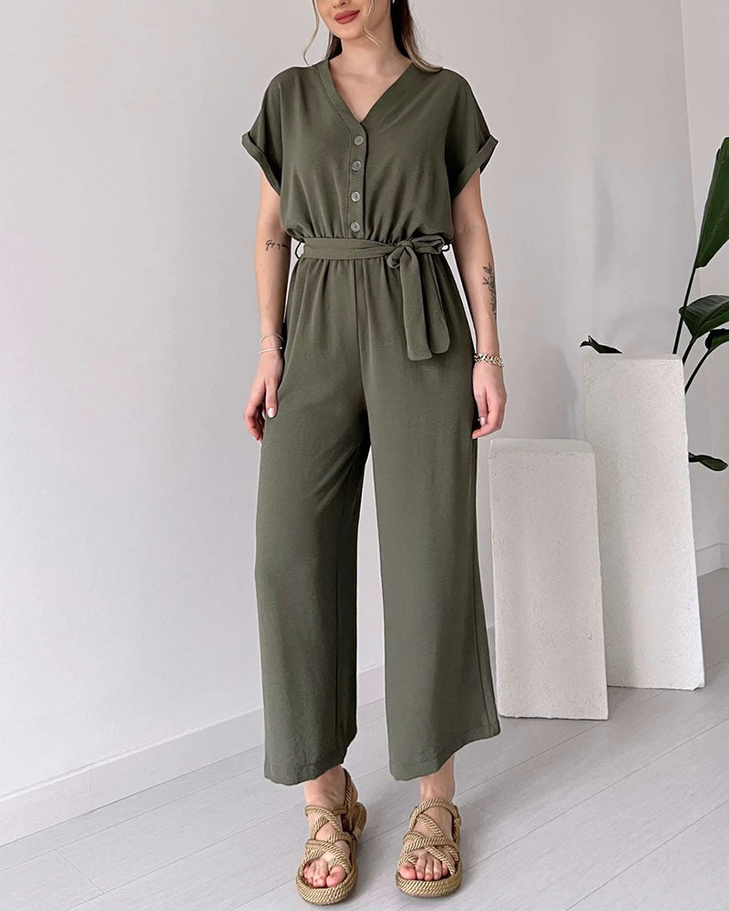 Vien | Casual jumpsuit met V-hals en bandje