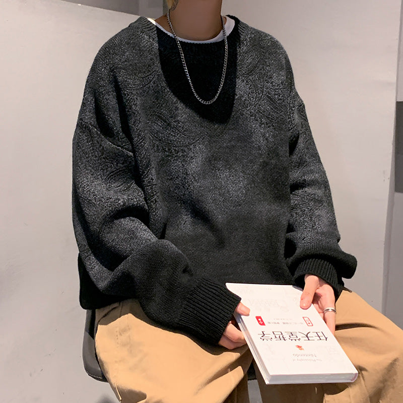 Barron | Trendy oversized trui met paisleyprint met kleurverloop