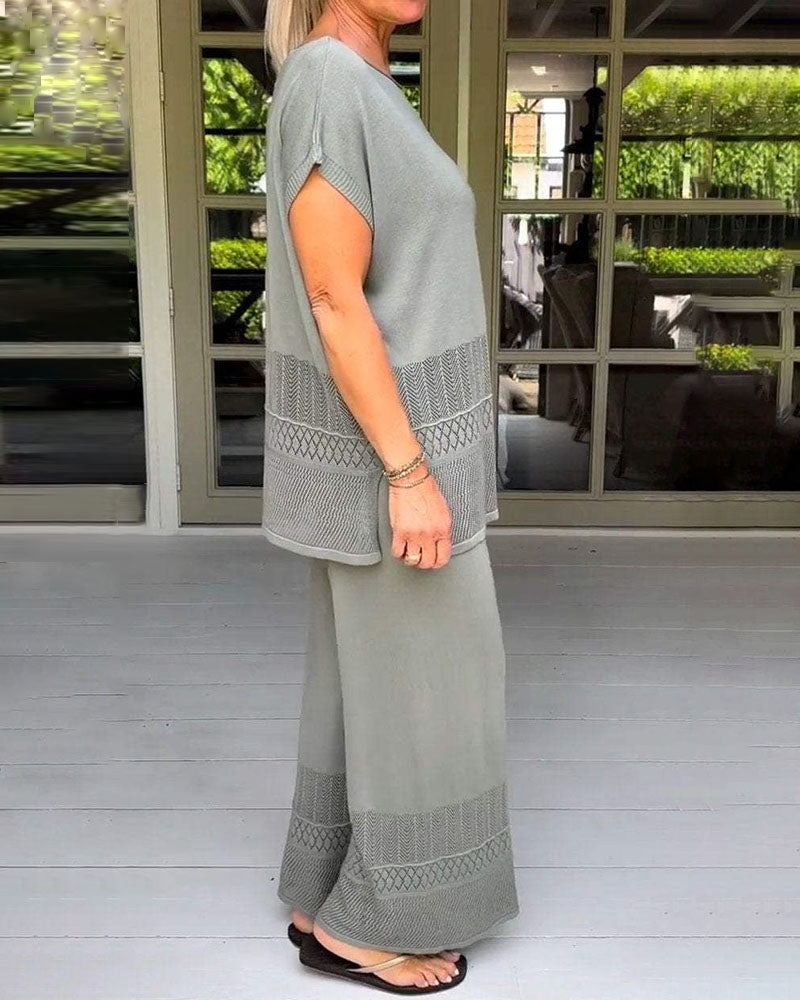 Jessa | Effen Casual Top met Ronde Hals 2-delige Set