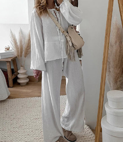 Zahra- Top met kant en broekenset