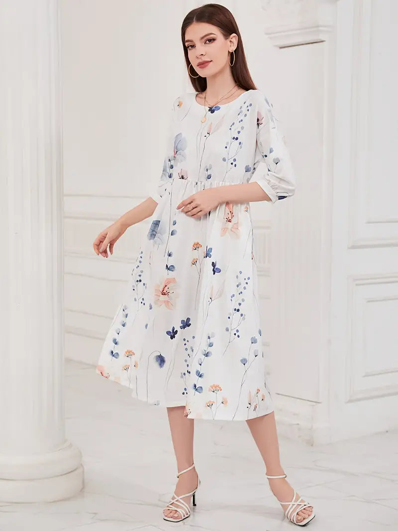 Elegante jurk met halve mouwen voor lente en zomer