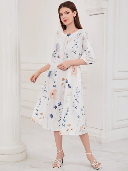 Elegante jurk met halve mouwen voor lente en zomer