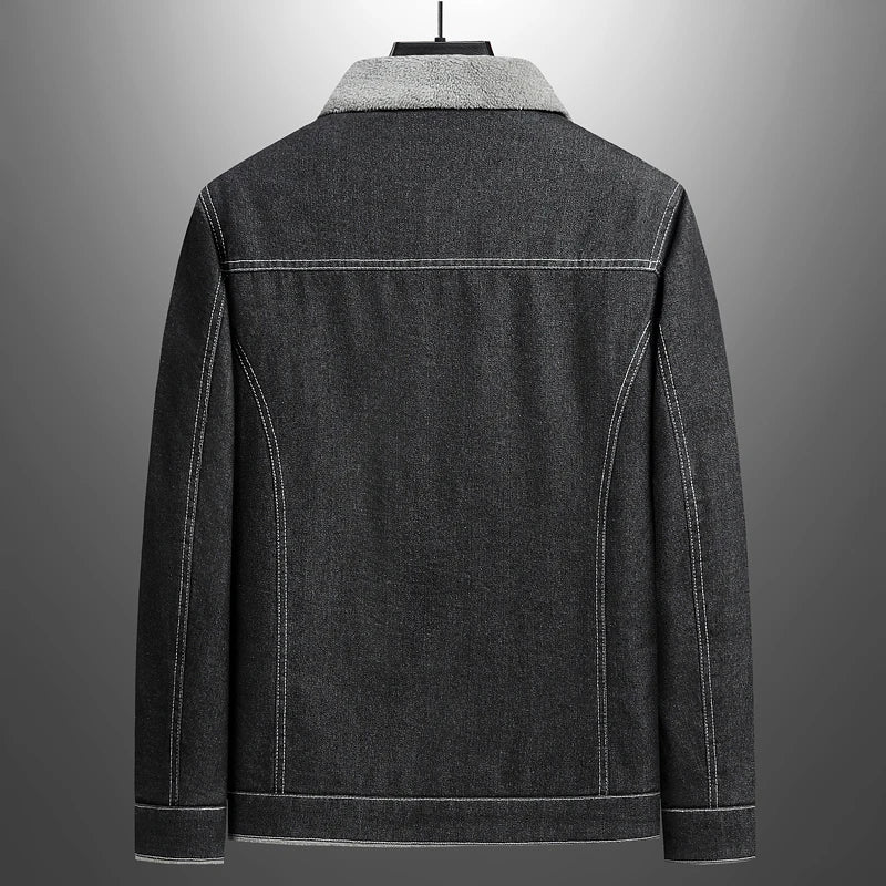 Espen | Vintage denim jack met fleece voering en kraag