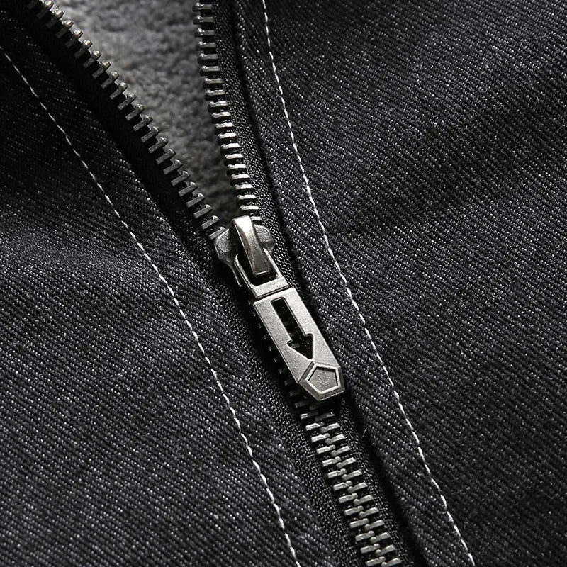 Espen | Vintage denim jack met fleece voering en kraag