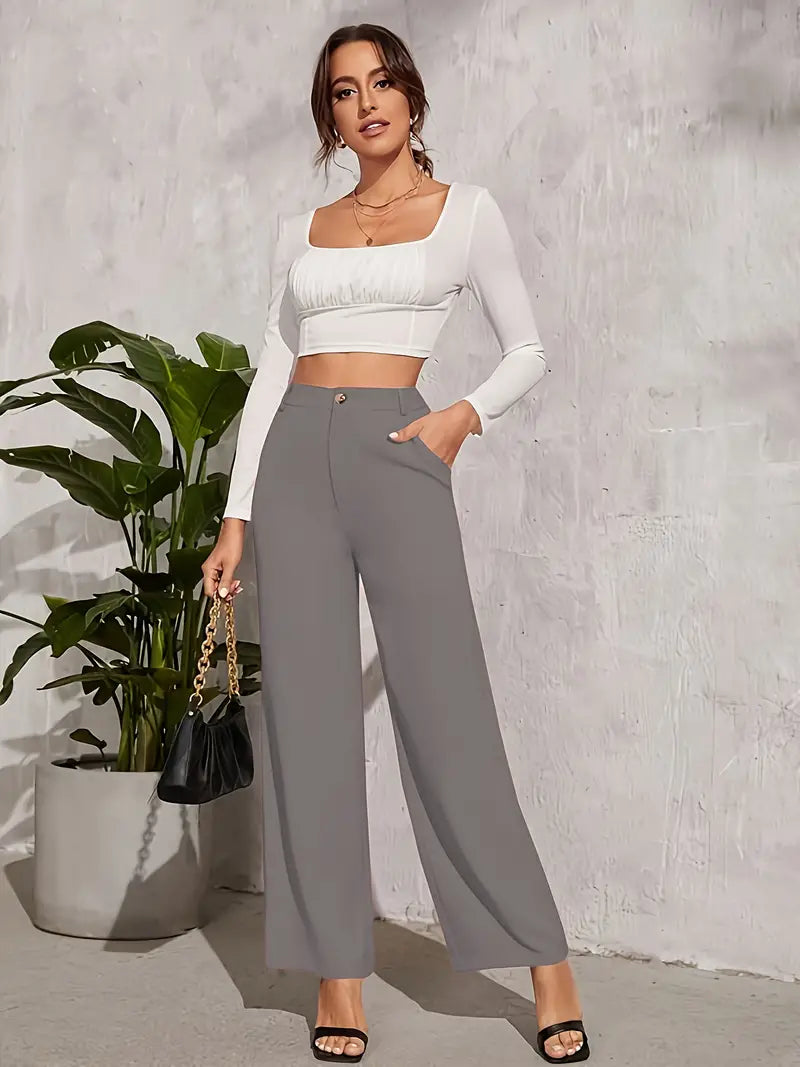 Broek met hoge taille en wijde pijpen - Selene