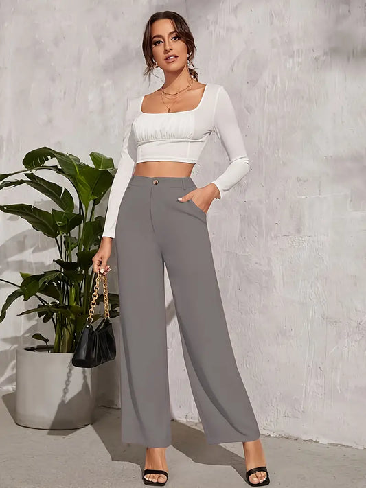 Broek met hoge taille en wijde pijpen - Selene