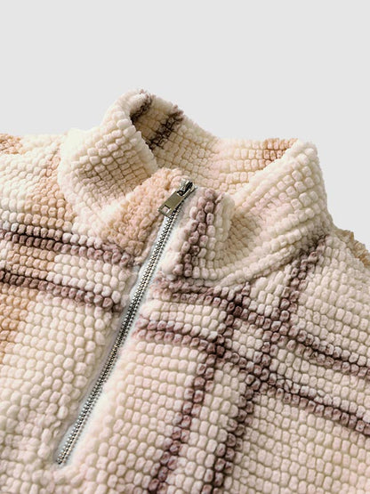 Franco | Stijlvol geruit fleece sweatshirt met halve rits