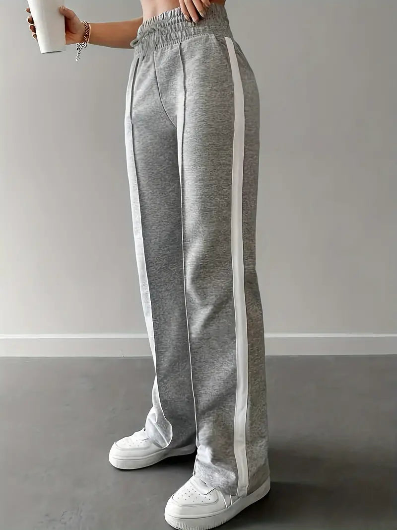 Broek met wijde pijpen en biezen en strepen - Fiora