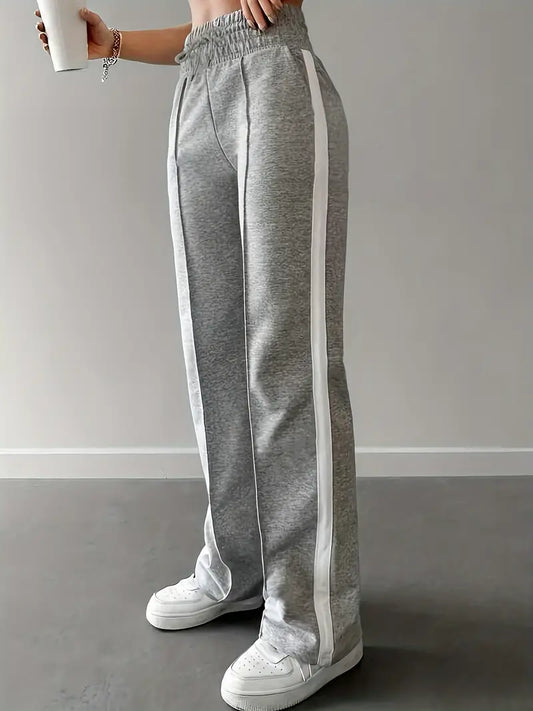 Broek met wijde pijpen en biezen en strepen - Fiora