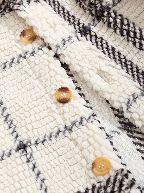 Ives | Vintage geruit fleecejack met capuchon