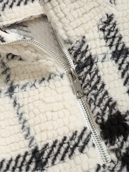 Franco | Stijlvol geruit fleece sweatshirt met halve rits