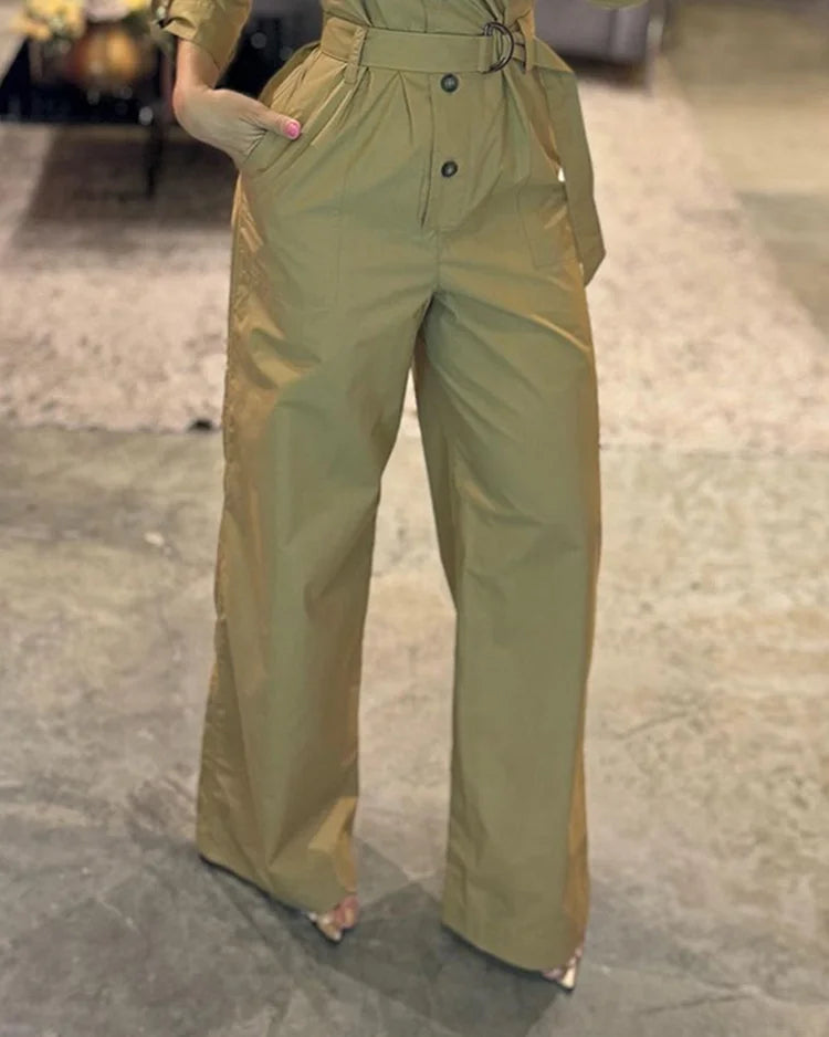 Rebecca | Jumpsuit met lange mouwen en kraag