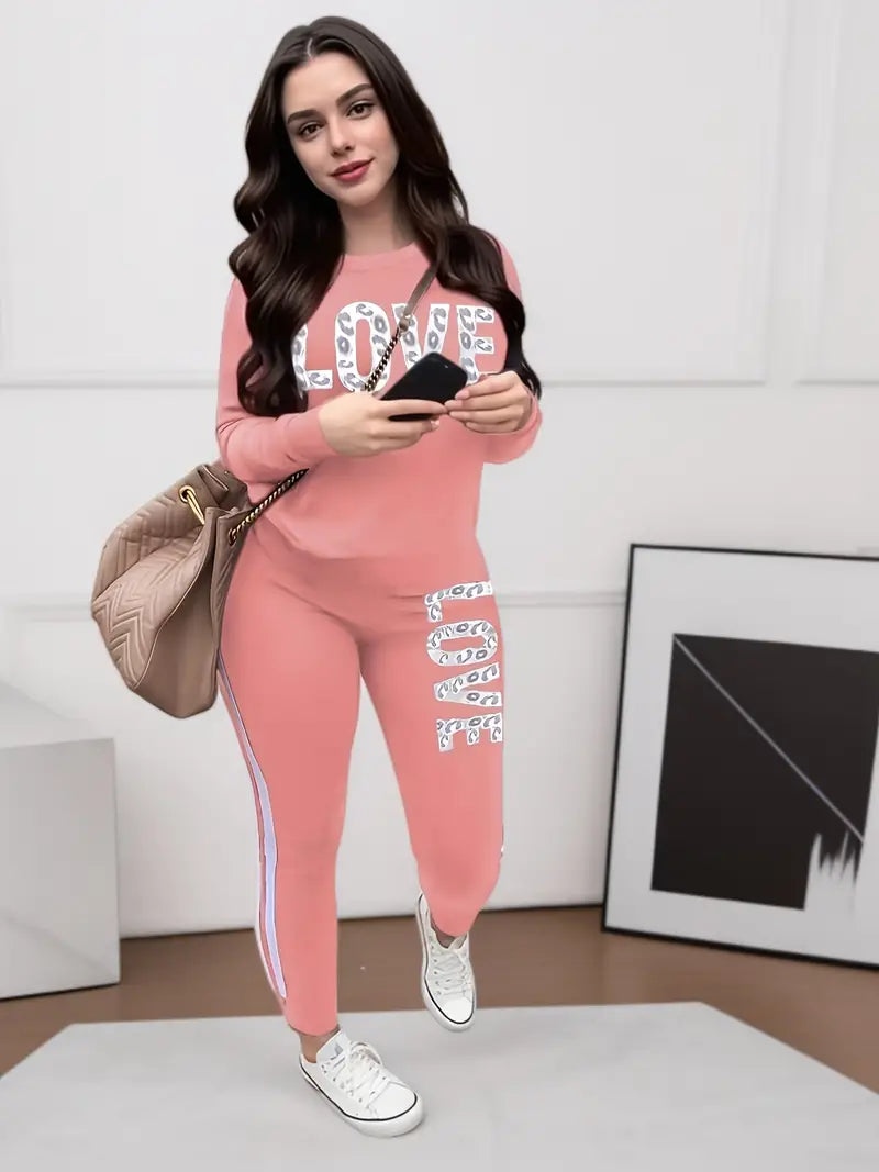 Tweedelige sportset met liefdesbriefprint