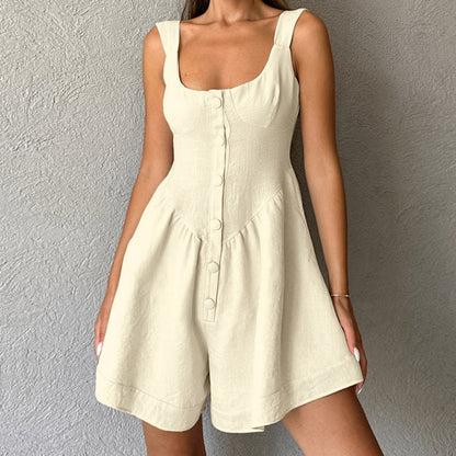 Cameron | Vierkante hals knoop naar beneden losse romper