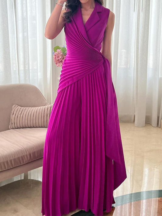 Kayla | Stijlvolle effen gekleurde jumpsuit met wijde pijpen