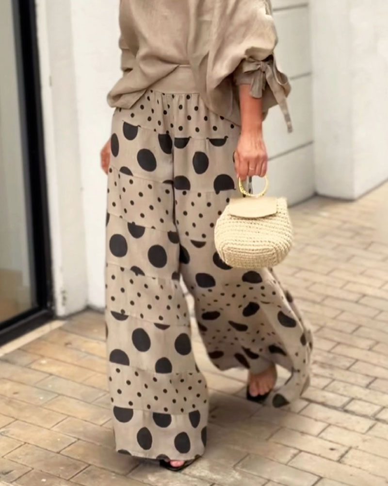 Janina - Schoudertop & Bedrukte Broeken Set