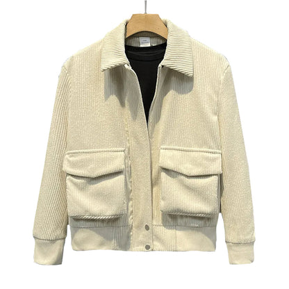 Clark | Corduroy jas met ritssluiting en grote zakken