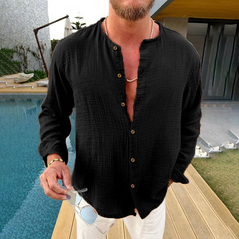 Craig | Klassiek katoenen en linnen overhemd met lange mouwen