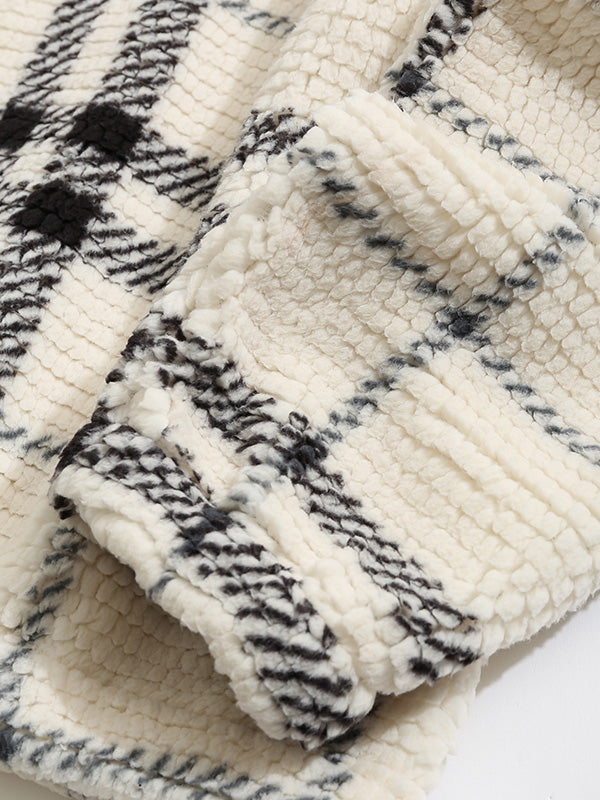 Franco | Stijlvol geruit fleece sweatshirt met halve rits