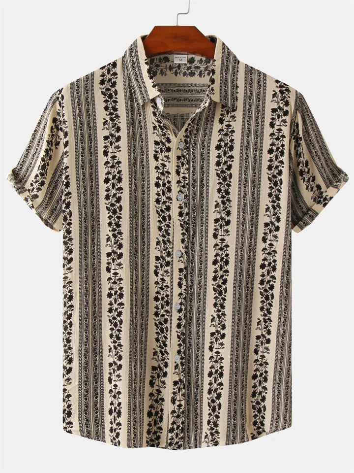 Patrick -  Casual Gestreept Overhemd met Korte Mouwen