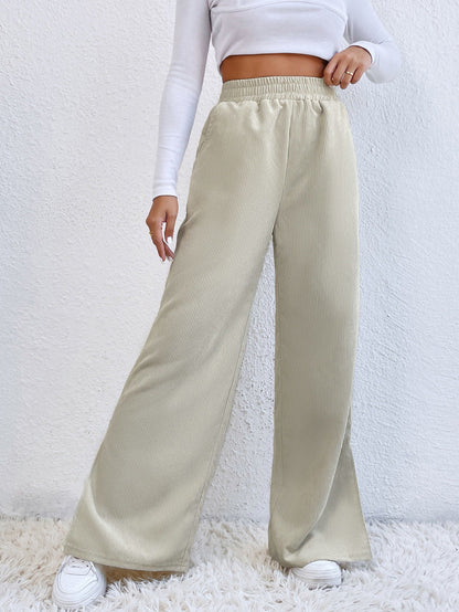 Katalin | Corduroy panel split broek met hoge taille