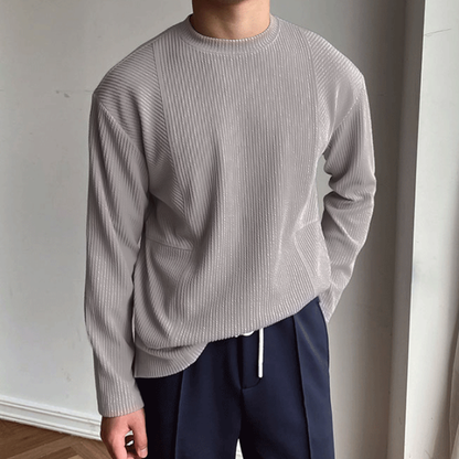 Enzo | Effen gestreept T-shirt met lange mouwen