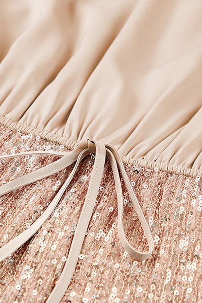 Emmeline | Pailletten Trekkoord Romper met Hoge Taille