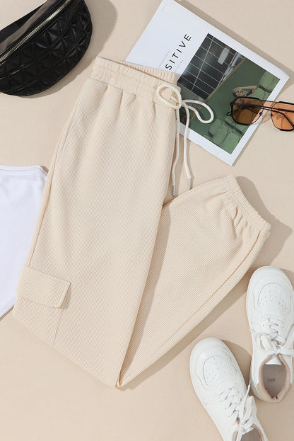 Evanka | Wafel Textuur Cargo Zak Jogger Broek