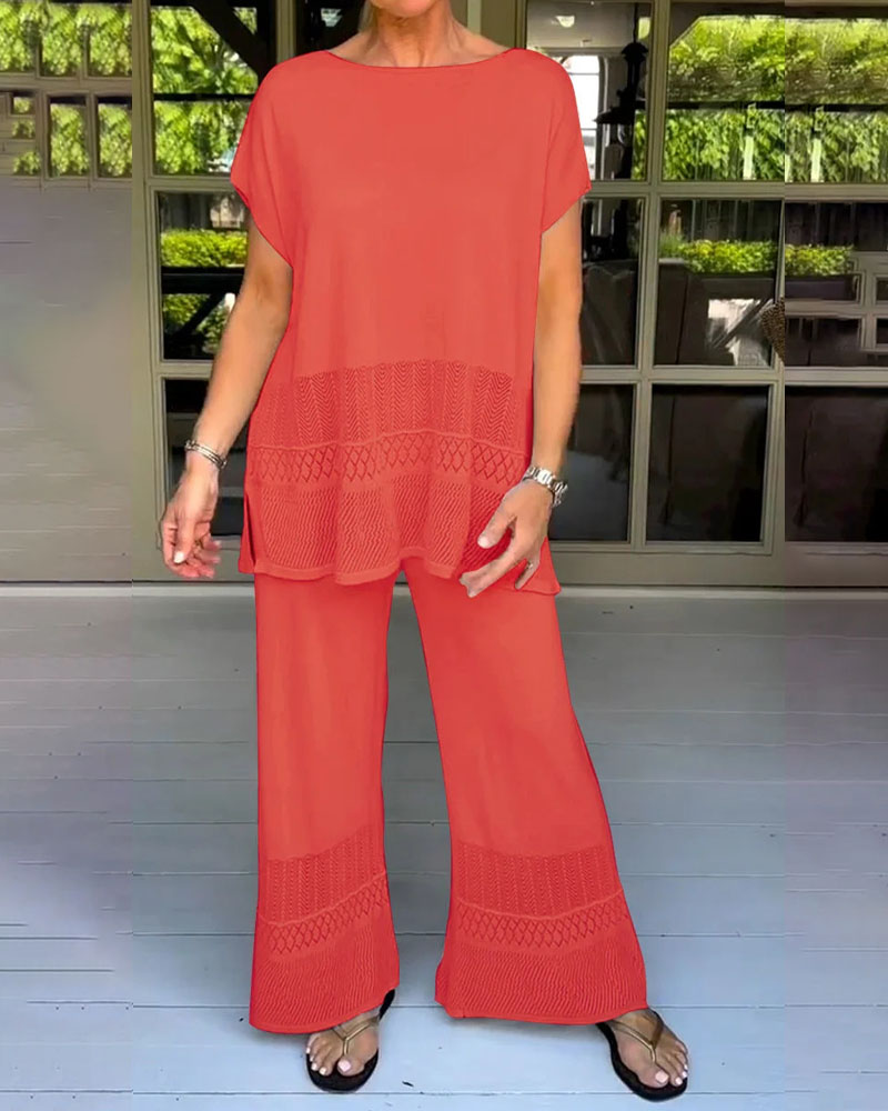 Jessa | Effen Casual Top met Ronde Hals 2-delige Set