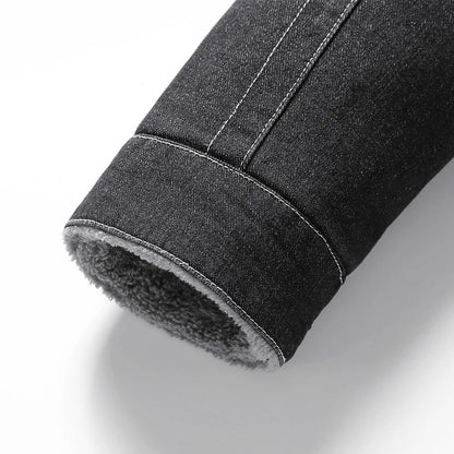 Espen | Vintage denim jack met fleece voering en kraag