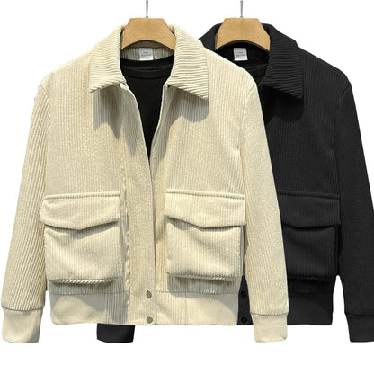 Clark | Corduroy jas met ritssluiting en grote zakken