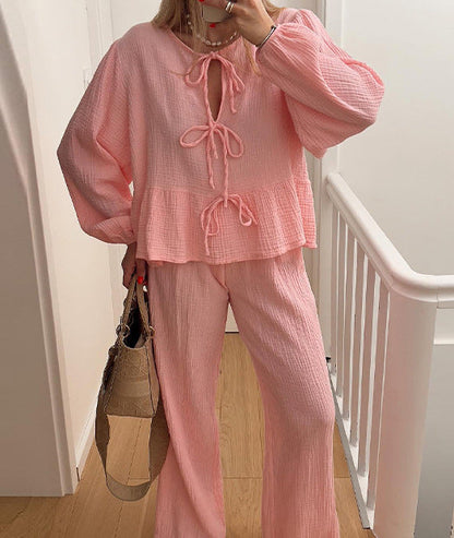 Zahra- Top met kant en broekenset