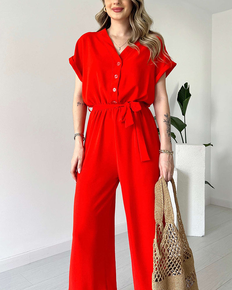 Vien | Casual jumpsuit met V-hals en bandje
