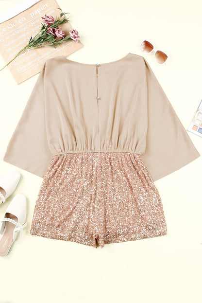 Emmeline | Pailletten Trekkoord Romper met Hoge Taille