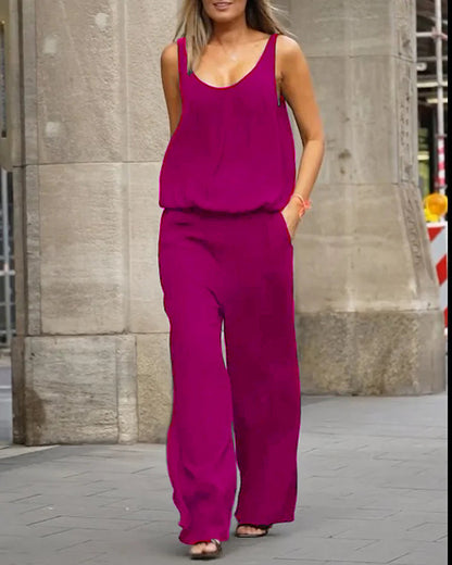 Yvana - Open rug mouwloze jumpsuit