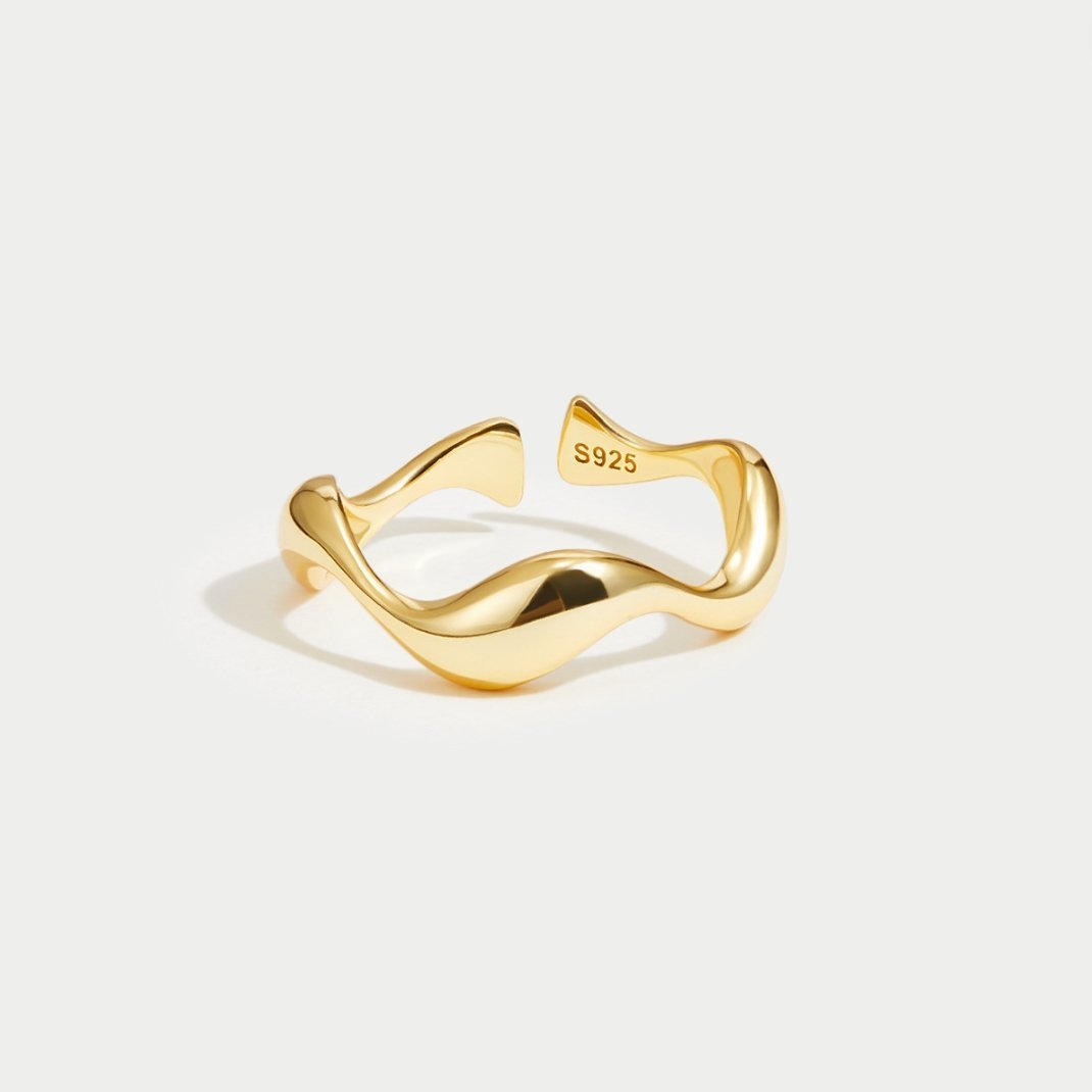 925 Sterling Gold Wave Ring