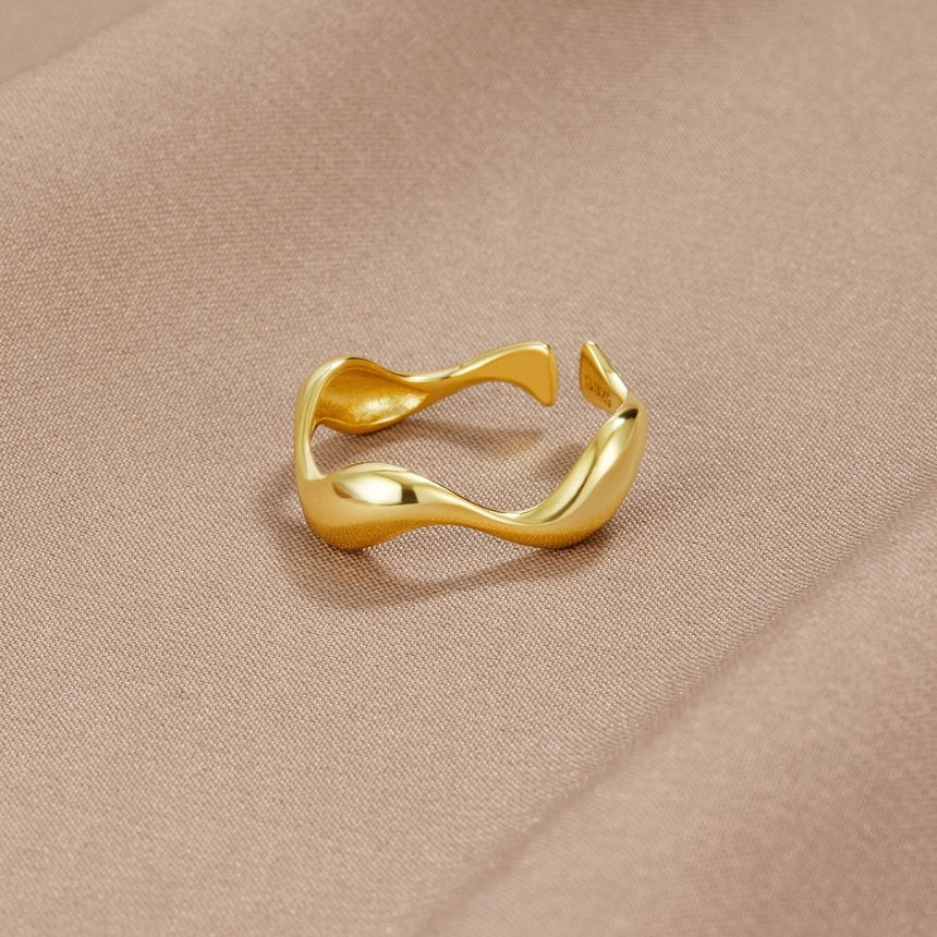 925 Sterling Gold Wave Ring