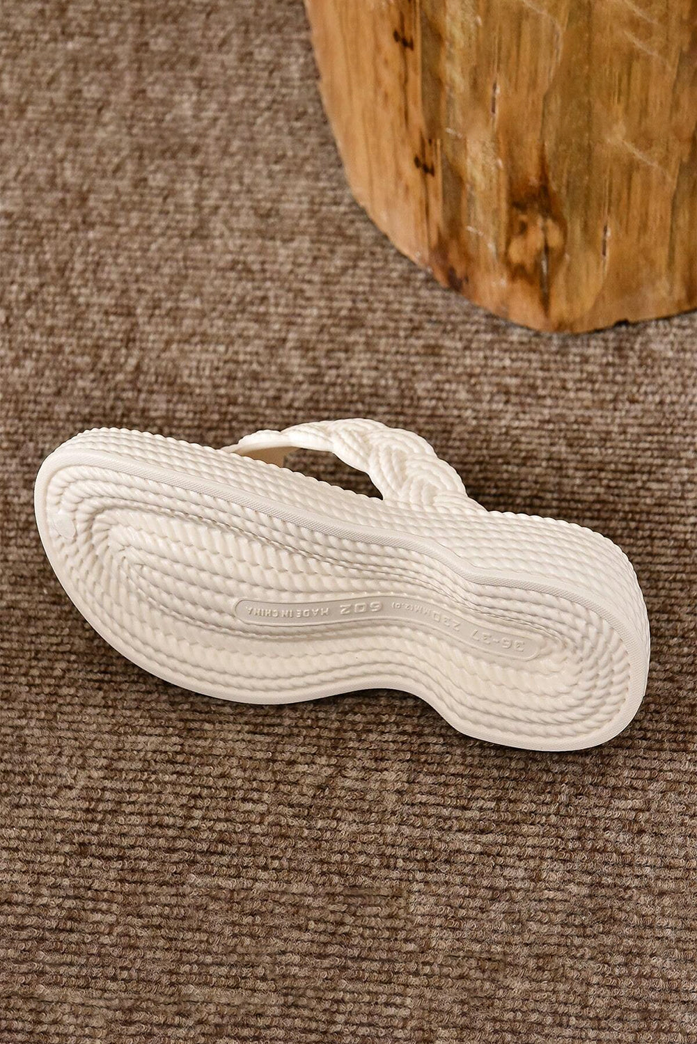 Fianna | White Braided Pattern Thick Sole Flip Flop