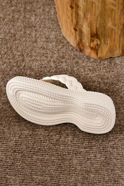 Fianna | White Braided Pattern Thick Sole Flip Flop