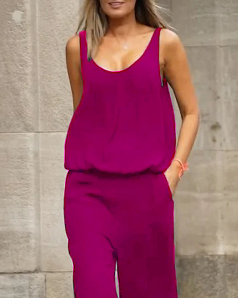 Yvana - Open rug mouwloze jumpsuit