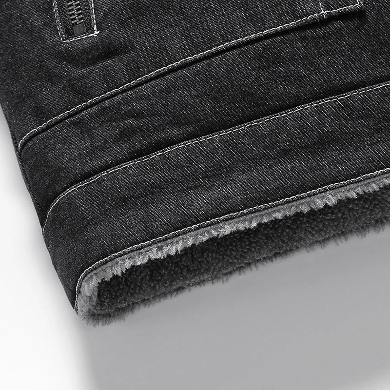 Espen | Vintage denim jack met fleece voering en kraag