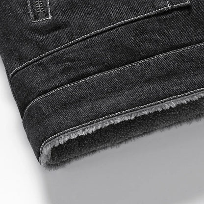 Espen | Vintage denim jack met fleece voering en kraag