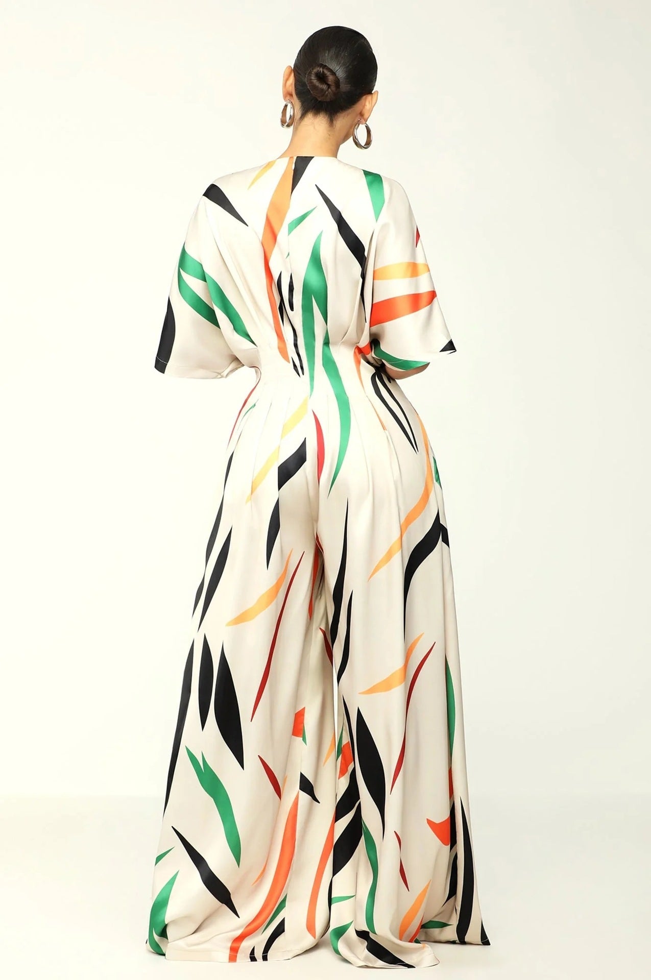 Sidra | Casual print jumpsuit met vleermuishals en mouwen