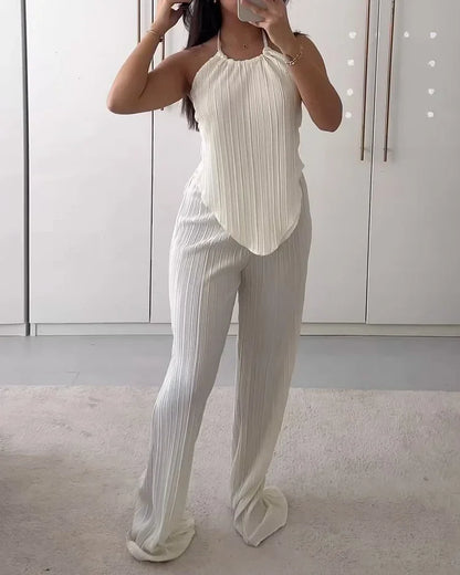 Terry - Mouwloze geplooide tweedelige set