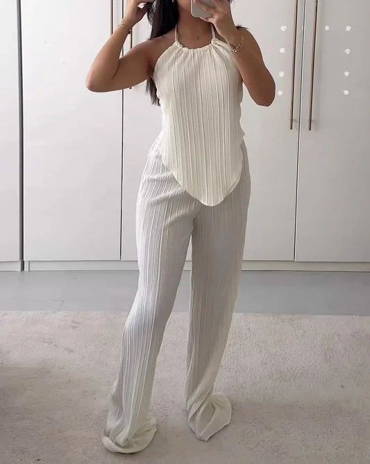 Terry - Mouwloze geplooide tweedelige set