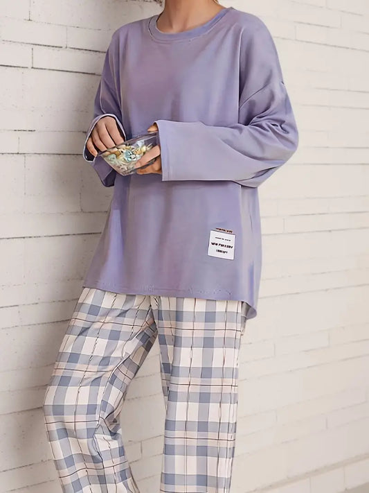 Chas - Geruite comfortabele pyjamaset met lange mouwen en broek