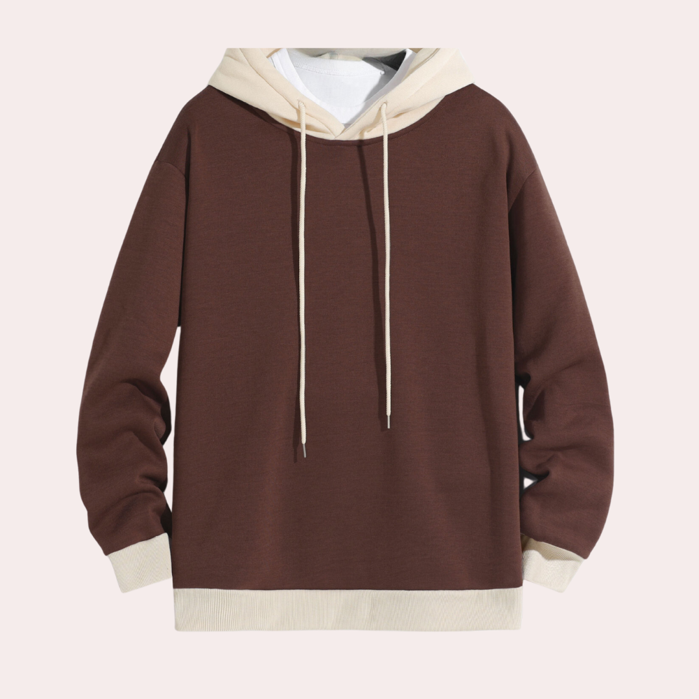 Aleron | Eenvoudige casual hoodie met kleurcontrast voor heren
