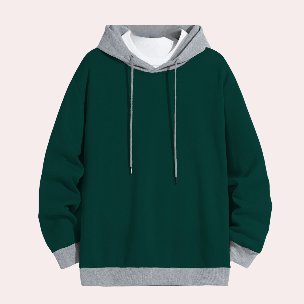 Aleron | Eenvoudige casual hoodie met kleurcontrast voor heren
